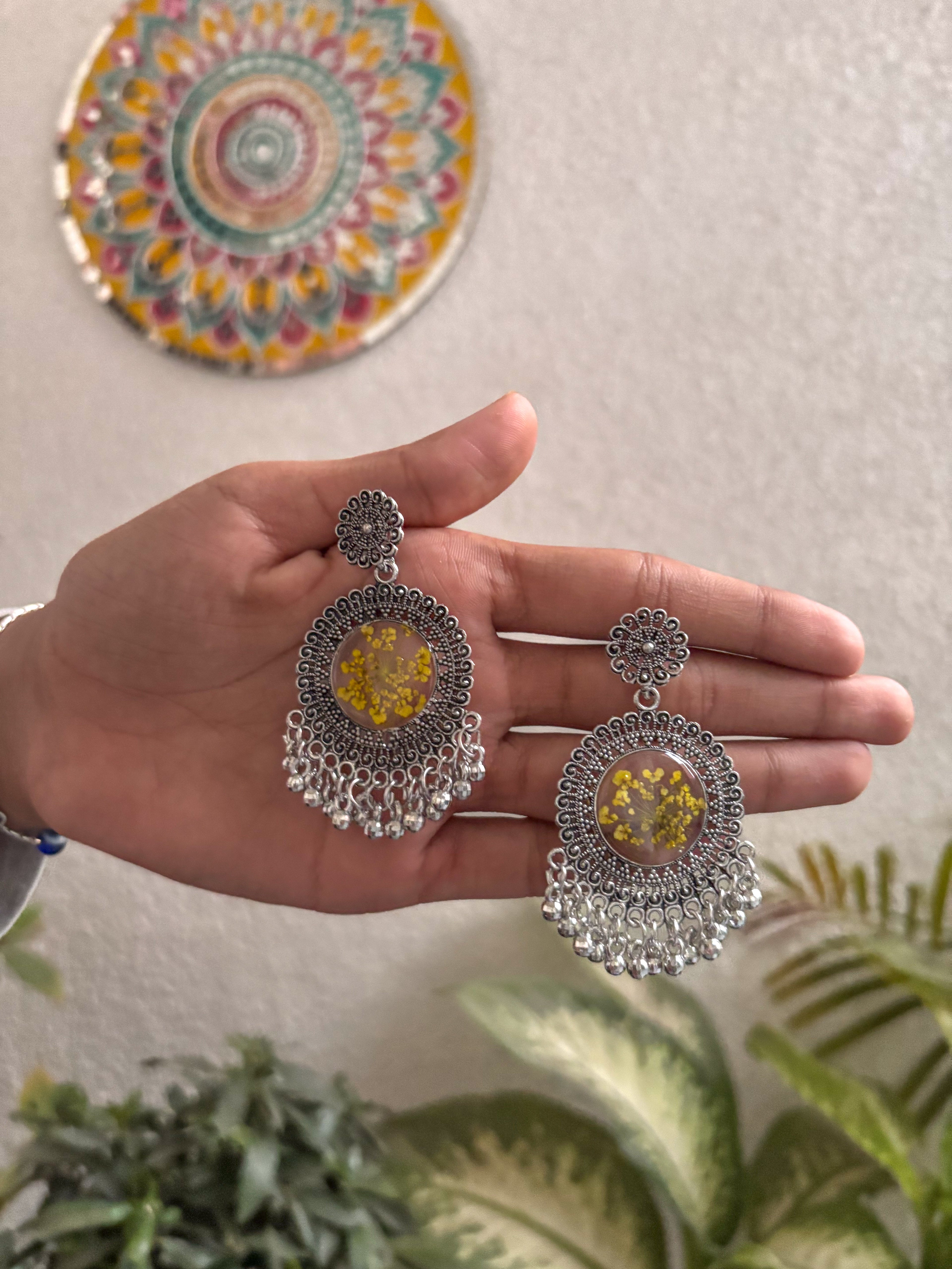 Golden Petal Oval Jhumka