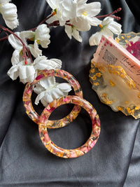 Blush Bloom Floral Resin Bangle Set | Real Flower Handmade Bangles with Gold Flakes thumbnail