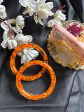 Sunset Marigold Floral Resin Bangle Set | Handmade Real Flower Bangles with Gold Flakes