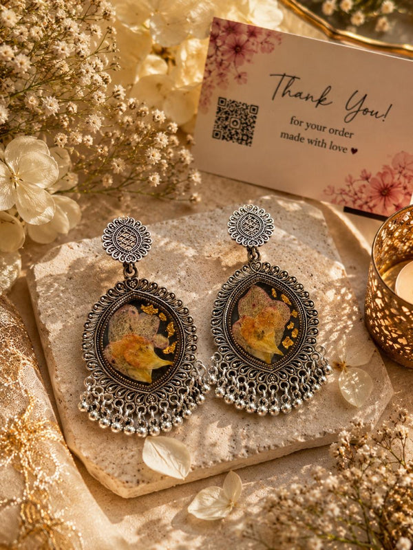 Golden Petal Oval Jhumka - alternate view